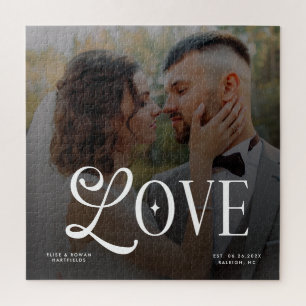 Quebra-cabeça Amor Moderno Foto Personalizada de Casamento Monog
