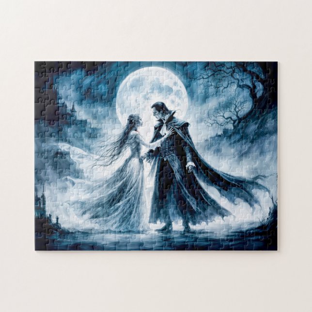 Quebra-cabeça Amor Vampiro Sob o Céu ao Luar (Horizontal)