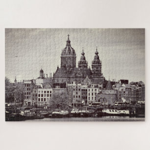 Quebra-cabeça Amsterdã & Catedral, City Boats /vintage Holland