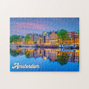 Quebra-cabeça Amsterdã, Holanda, Ao Pôr do Sol