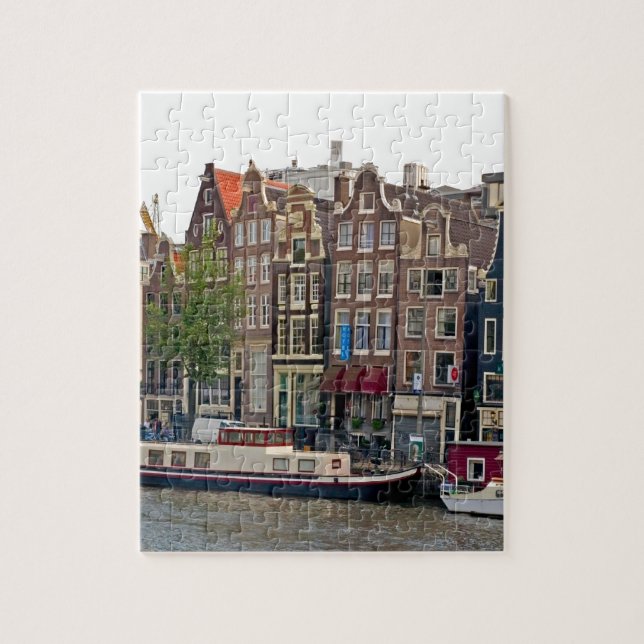 Quebra-cabeça Amsterdão, casas no canal (Vertical)