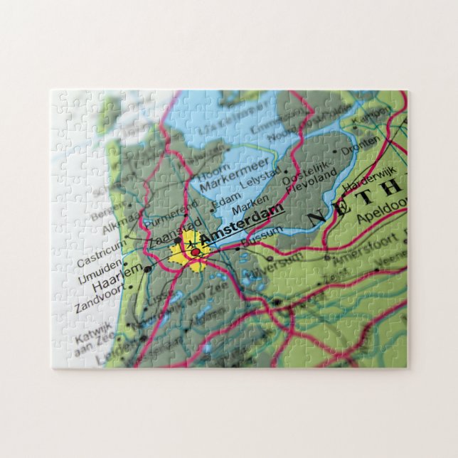 Quebra-cabeça Amsterdão, mapa holandês (Horizontal)