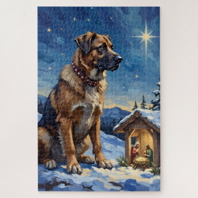 Quebra-cabeça Anatolian Shepherd Dog Guarding Nativity Scene (Vertical)