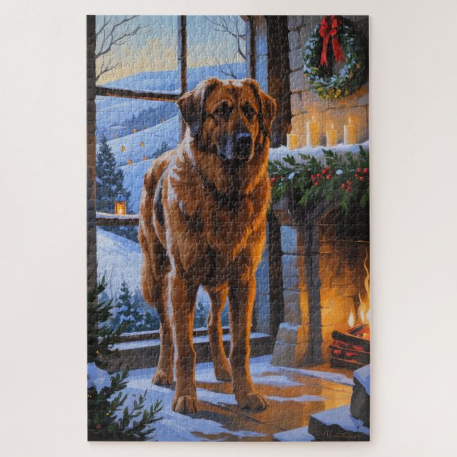 Quebra-cabeça Anatolian Shepherd With Christmas Lights Holiday (Vertical)