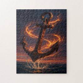 Quebra-cabeça Âncora Rústica Flamejante – Arte Náutica Fantástic