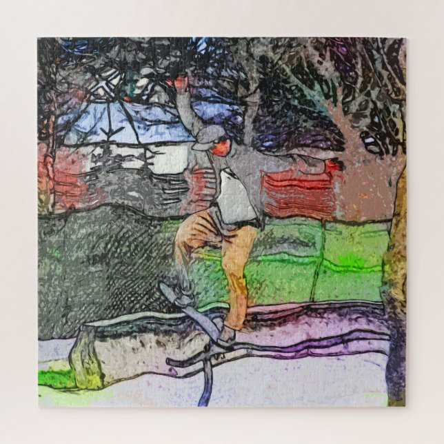 Quebra-cabeça Andando pelos trilhos - Design do skateboarder do  (Vertical)