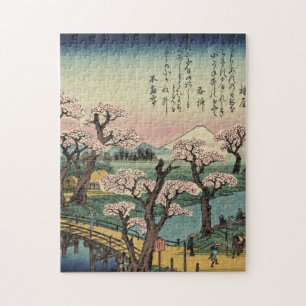 Quebra-cabeça Ando Hiroshige - Brilho da Noite na Ponte Koganei.