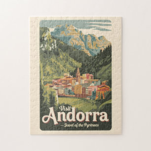 Quebra-cabeça Andorra Illustração Viagem Art Vintage