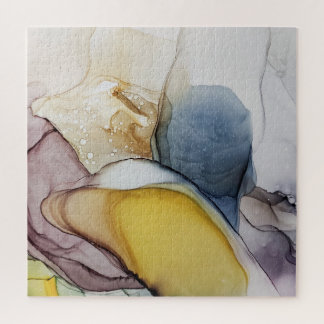 Quebra-cabeça Anéis de álcool, tom amarelo, abstrato.