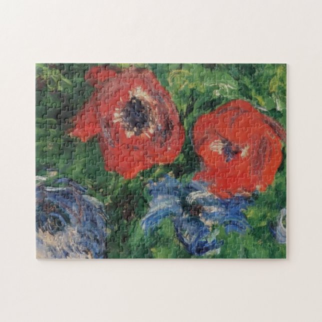 Quebra-cabeça Anêmonas e Tulipas em uma Arte Bela Azul Monet (Horizontal)