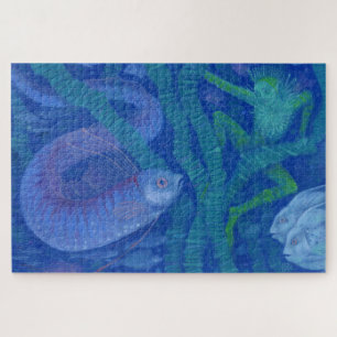 Quebra-cabeça Anfíbio e Fish King, arte de fantasia, submarino