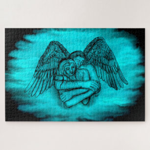 Quebra-cabeça Angel Eros in Love, design preto e verde