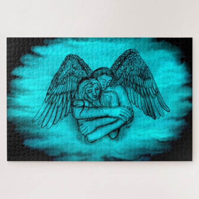 Quebra-cabeça Angel Eros in Love, design preto e verde (Horizontal)