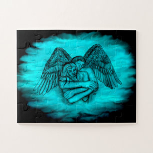 Quebra-cabeça Angel Eros in Love, design preto e verde
