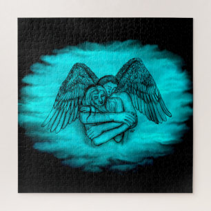 Quebra-cabeça Angel Eros in Love, design preto e verde