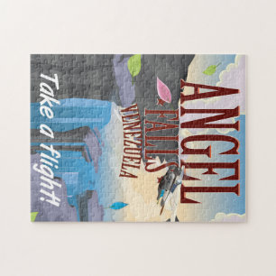 Quebra-cabeça Angel Falls Venezuela, poster de férias.