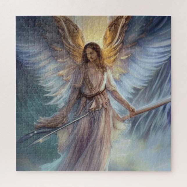 Quebra-cabeça Angel Of Protection In Light Blue Watercolor (Vertical)