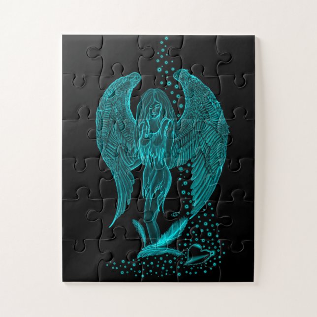 Quebra-cabeça Angel perdeu no Love, Design preto e verde (Vertical)