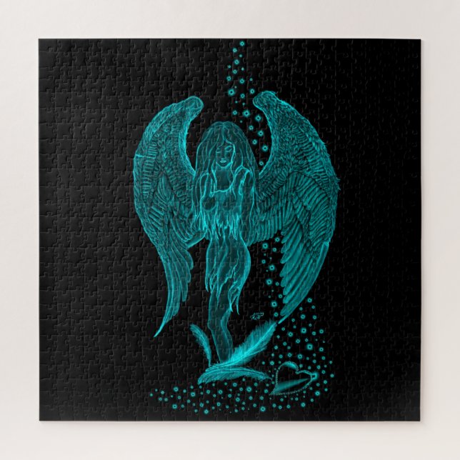 Quebra-cabeça Angel perdeu no Love, Design preto e verde (Vertical)