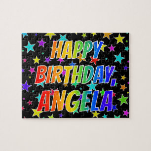 Quebra-cabeça "ANGELA" Primeiro Nome, Diversão "FELIZ ANIVERSÁRI