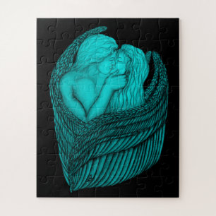 Quebra-cabeça Angels Kissing, Design preto e verde