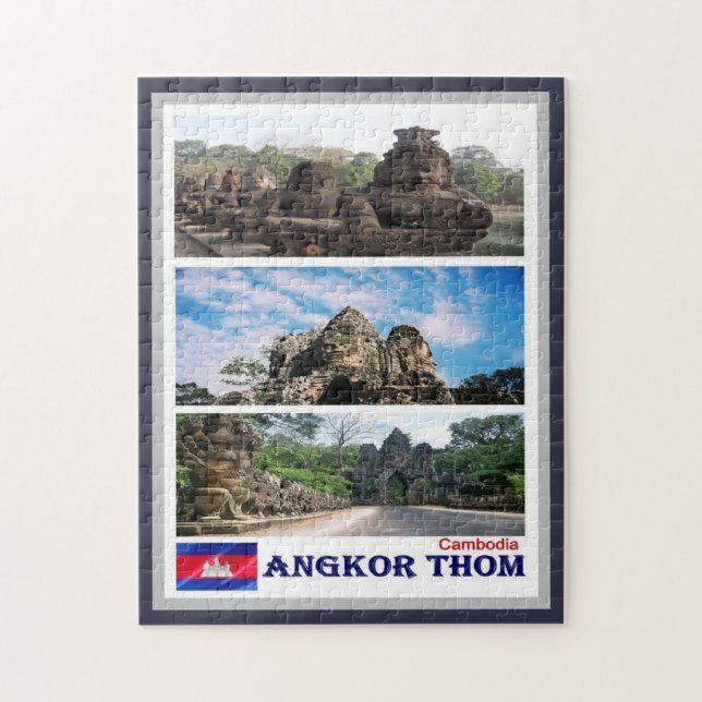 Quebra-cabeça Angkor Thom - Camboja - Mosaico - (Vertical)
