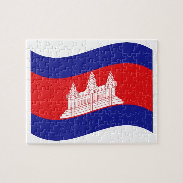 Quebra-cabeça Angkor Wat Cambodian Flag Wave (Horizontal)