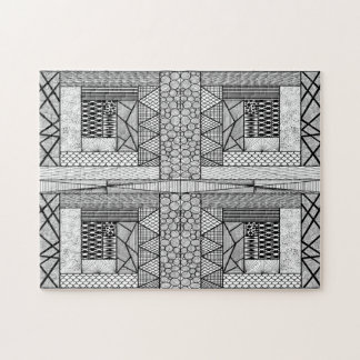 Quebra-cabeça Ângulo das linhas e dos círculos a preto e branco