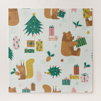 Quebra-cabeça Animais da Floresta de Natal: Vintage Vibe