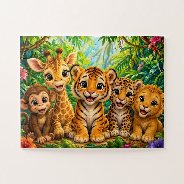 Quebra-cabeça Animais da Selva Bebê (Horizontal)