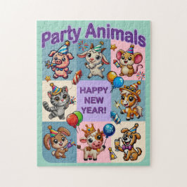 Quebra-cabeça Animais de festa "Feliz ano novo"