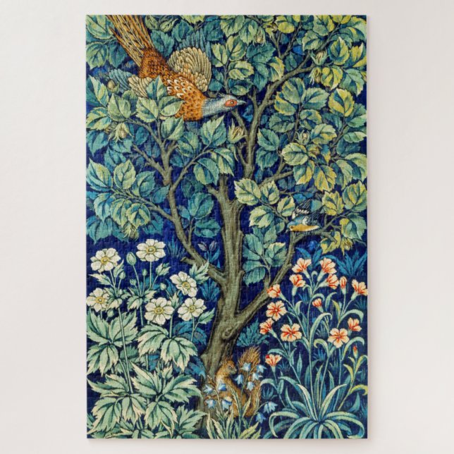 Quebra-cabeça Animais e Flores, Floresta, William Morris (Vertical)