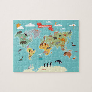 Quebra-cabeça Animais Educacionais do Mapa Mundial