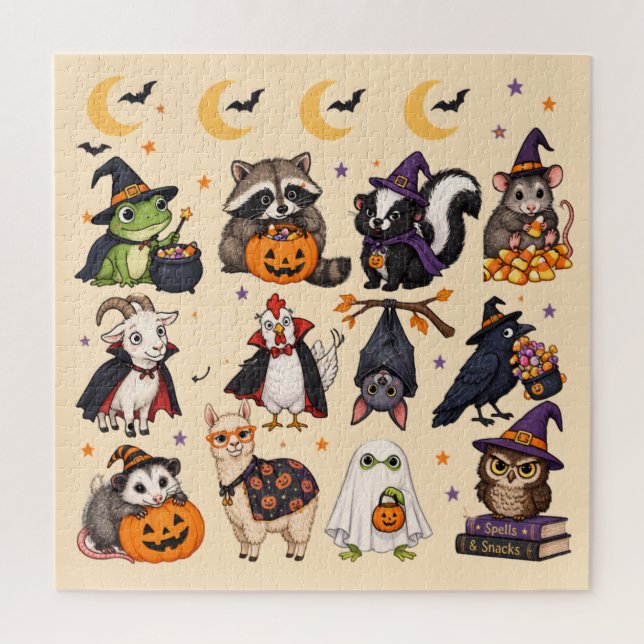 QUEBRA-CABEÇA Animais Fofos de Halloween (Vertical)