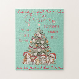 Quebra-cabeça Animais Fofos Família de Natal Puzzle Aquarela