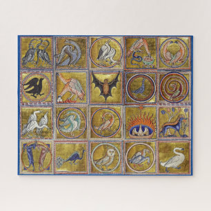 QUEBRA-CABEÇA ANIMAIS MÉDIOS BESTIÁRIOS, FANTÁSTICOS, AZUL VE
