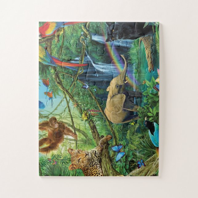 Quebra-cabeça Animais que vivem juntos travesseiros decorativos (Vertical)