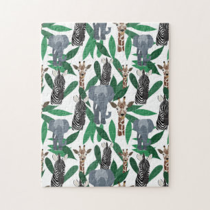 Quebra-cabeça Animais Safari do Elefante Girafa-Zebra Selva