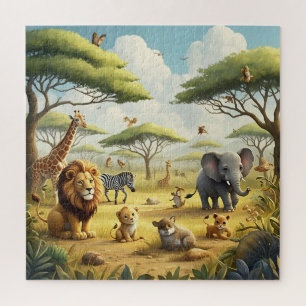 Quebra-cabeça Animais Safari Lion Girafa Aves Elefantes