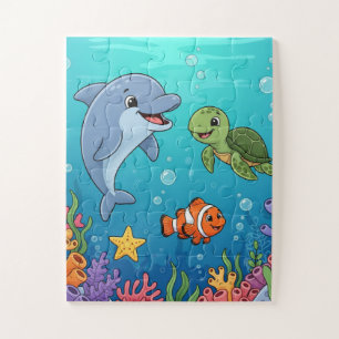 Quebra-cabeça Animais Subaquáticos Puzzle Infantil   Golfinho Ta
