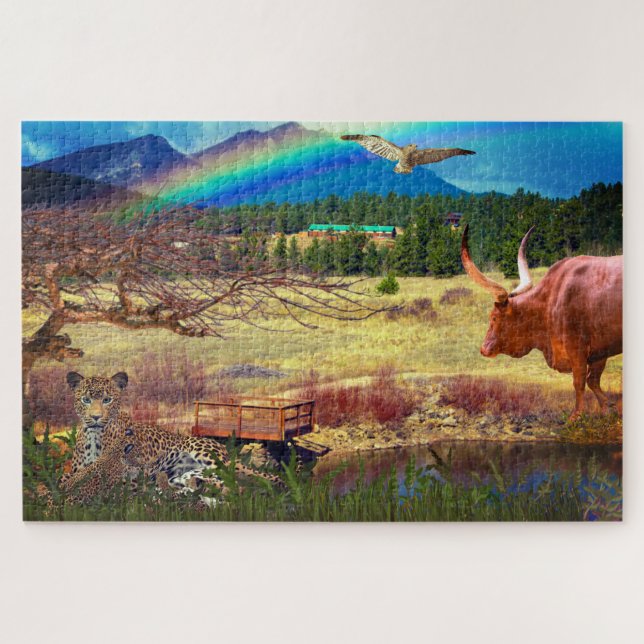 Quebra-cabeça Animal da Waterhole Leopardo Pacífico (Horizontal)