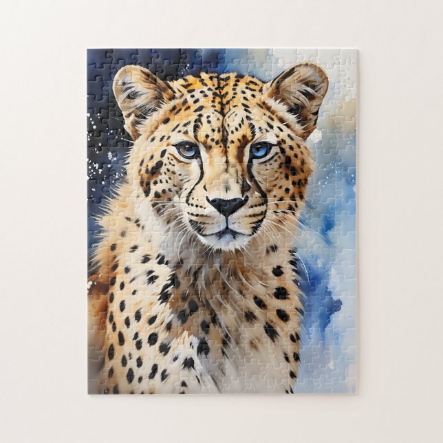 Quebra-cabeça Animal Safari Cheetah Watercolor (Vertical)