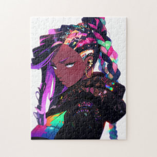 Quebra-cabeça Anime Girl African American Art