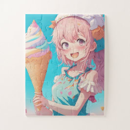Quebra-cabeça Anime Girl com Whimsical Cupcake