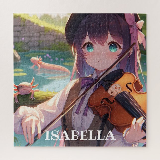 Quebra-cabeça Anime Girl tocando violino personalizado (Vertical)