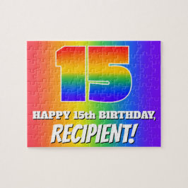 Quebra-cabeça Aniversário 15 — Padrão multicolorido arco-íris "1