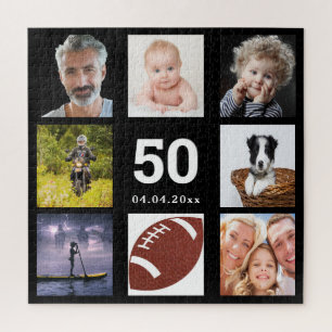 Quebra-cabeça Aniversário 50 cara de colagem fotográfica preto