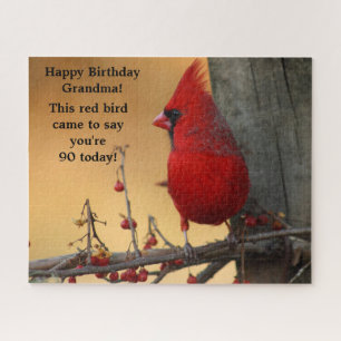 Quebra-cabeça Aniversário Cardeal de Pássaro Vermelho Presente