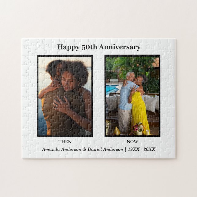 Quebra-cabeça Aniversário da Colagem de Fotos em Preto e Branco  (Horizontal)