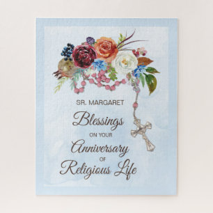 Quebra-cabeça Aniversário da Vida Religiosa Rosário com Flores